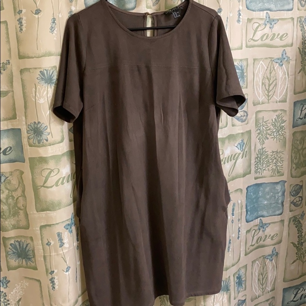 Gray/brown suede mini dress 2XL